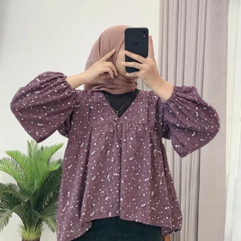 V BLOUSE SESA FLOWER KOREAN STYLE VINTAGE Wanita / SESA BLOUSE KOREAN LOOK Atasan Wanita Floral Casual Baju 1