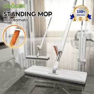 [COD] COOGER Alat Pel Lantai Ultra, Jumbo, Jumbo 45 cm White Peras Otomatis Standing Pel Lantai Bisa Berputar 180 Derajat Kain Microfiber Gagang Stainless Alat Rumah Tangga Bisa Peras Otomatis Cleaning Tanpa Ember Mop