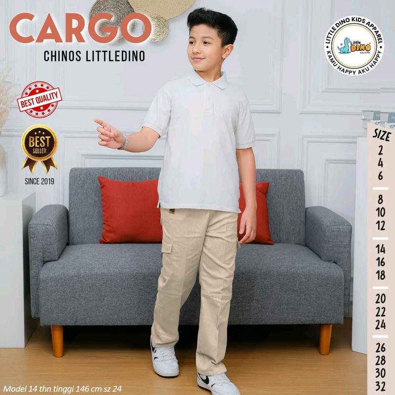 Celana Panjang Anak Little Dino Cargo Fashion Katun Grey Black Laki-Laki Usia 2-13 Tahun Perempuan Cowok - Cewek 7
