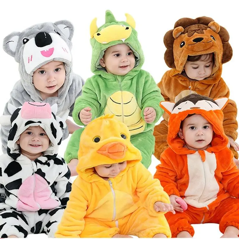 One Piece Romper Baby Animals Cosplay Costumes Kigurumi Kids Onesie Anime Cartoon Cute Cow Fox Koala Duck Sleep Suit