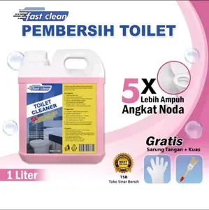 FASTCLEAN TOILET CLEANER Pembersih Kerak Kamar Mandi 1 Liter / Cairan Pembersih Lantai Dinding Keramik Kamar Mandi Wastafel Wc Kuning Putih/tanpa kuas&sarung tangan