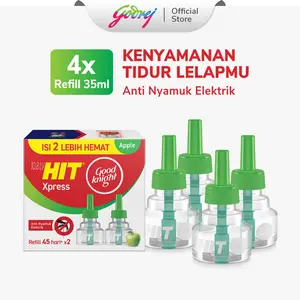Hit Good Knight Refill Apple Multipack - Refill Obat Nyamuk Elektrik - Bunuh Nyamuk Penyebab Demam Berdarah (DBD) Isi 2