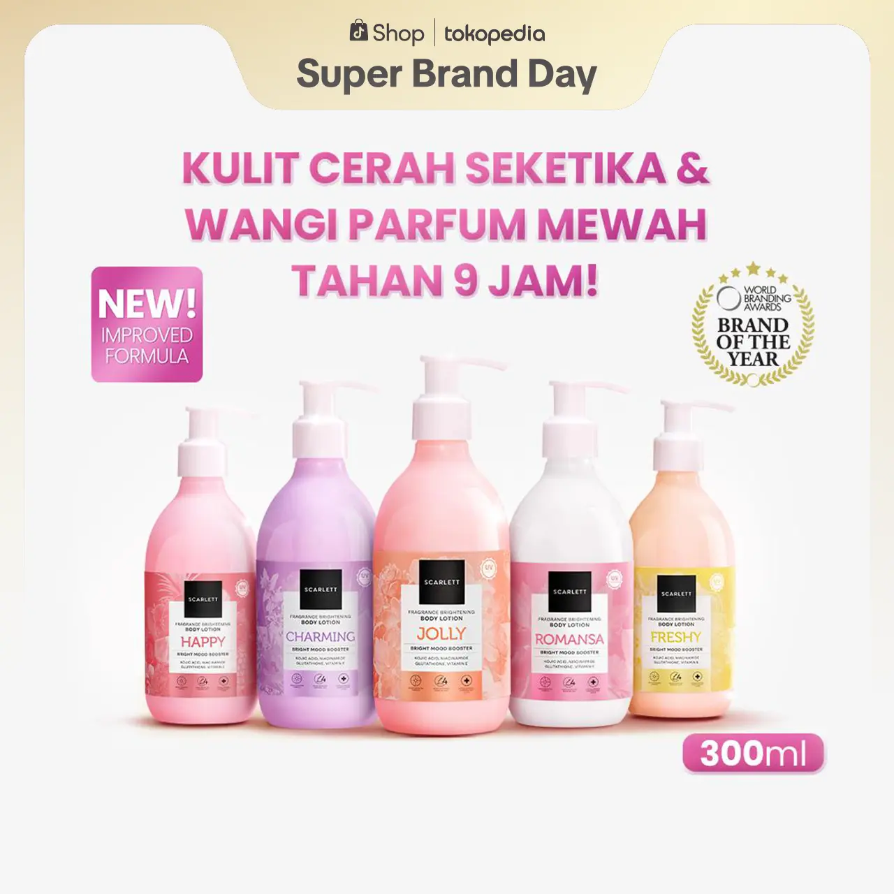 Scarlett Whitening New! Fragrance Brightening Body Lotion Bright Mood Booster