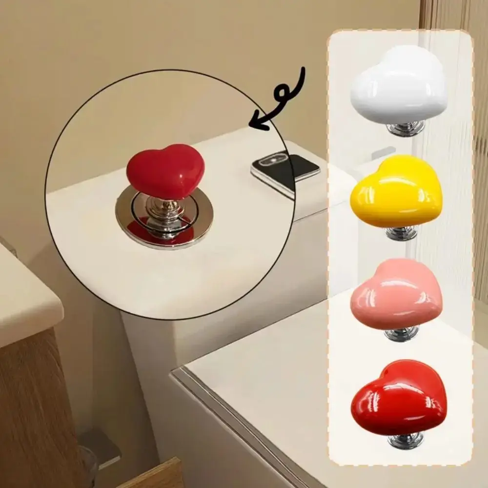 Toilet Colorful Presser Creative Toilet Tank Button Fashionable Heart Button Plastik