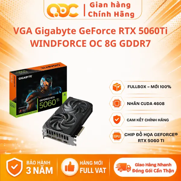 Card Màn Hình Gigabyte GeForce RTX 5060Ti WINDFORCE OC 8G - BH 36 tháng
