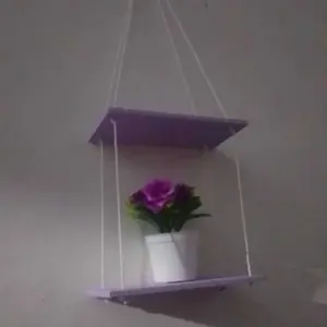 Rak dinding Tali Gantung susun 1,2, dan 3 Furniture Set of 3 serbaguna model minimalis dekorasi rumah modern Estetik Kayu