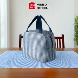 MINISO Tas Makan Siang Classic Kotak-kotak Klasik Saku Untuk Simple Portable Tas Bekal Lunch Bag