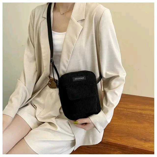 zalfkiz Tas Selempang Corduroy Wanita Cewek Corduroy Import Hitam Coklat Krem Halus 3