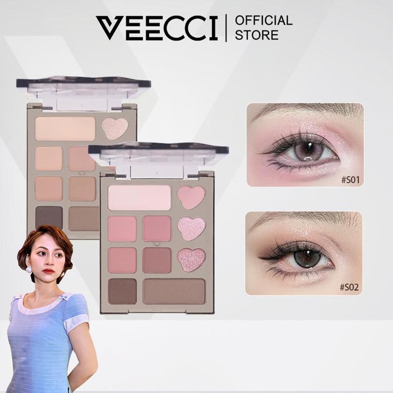 【MAI TRỊNH VEECCI Bảng Phấn Mắt 10 Ô Bảng Phấn Mắt Hồng Nhũ Lâu Dài Trang Năng Mịn Dễ Tán MINI4.2g