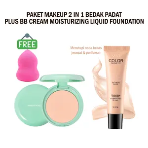 FREE SPONS - Paket Makeup Bedak Padat Plus BB Foundation Moisturizer Concealer Multi Effect