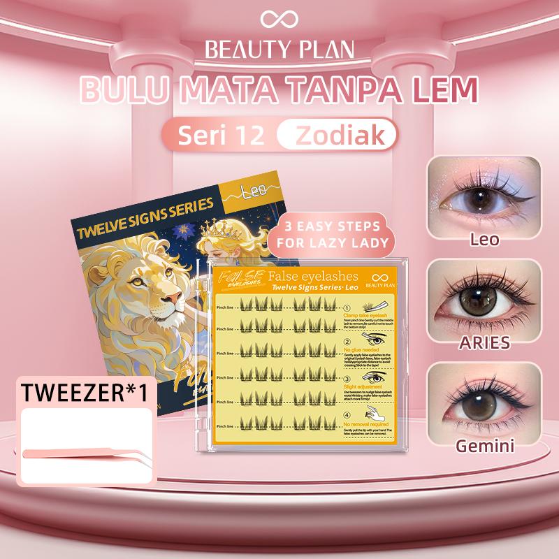 Beauty Plan [Tanpa Lem] Bulu Mata Palsu Bervarian Zodiac Anti Air Waterproof Dapat Dipakai Berulang kali | False Eyelash Reusable with Zodiac Sign maskara waterproof dan lentik bulu mata tempel tanpa lem softlens natural look bulu mata tanpa lem 1