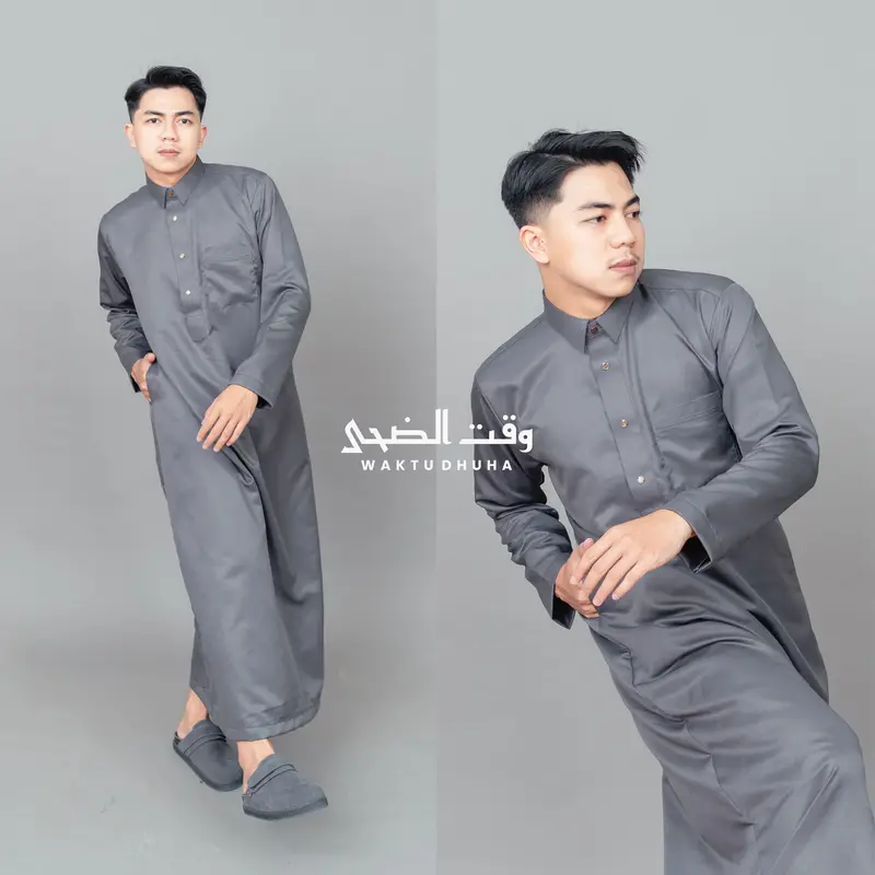 WAKTU DHUHA - Jubah Arab Kerah Kemeja Lengan Panjang Premium Bahan Super Adem Zayn Thobe Fashion Muslim 7