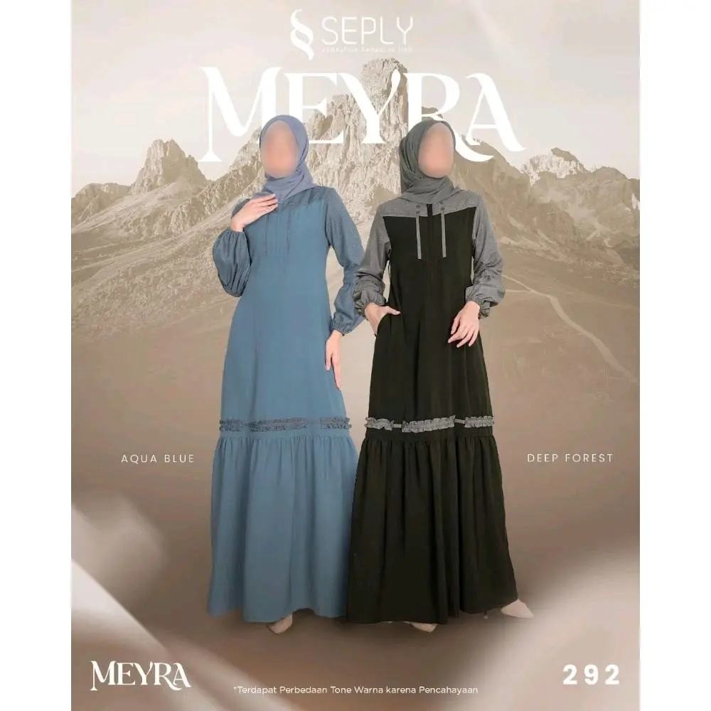 Gamis SEPLY Meyra 292 Aqua Blue ,Deep Forest/Gamis Seply/Diskon/Best Seller/Hot Item/Original