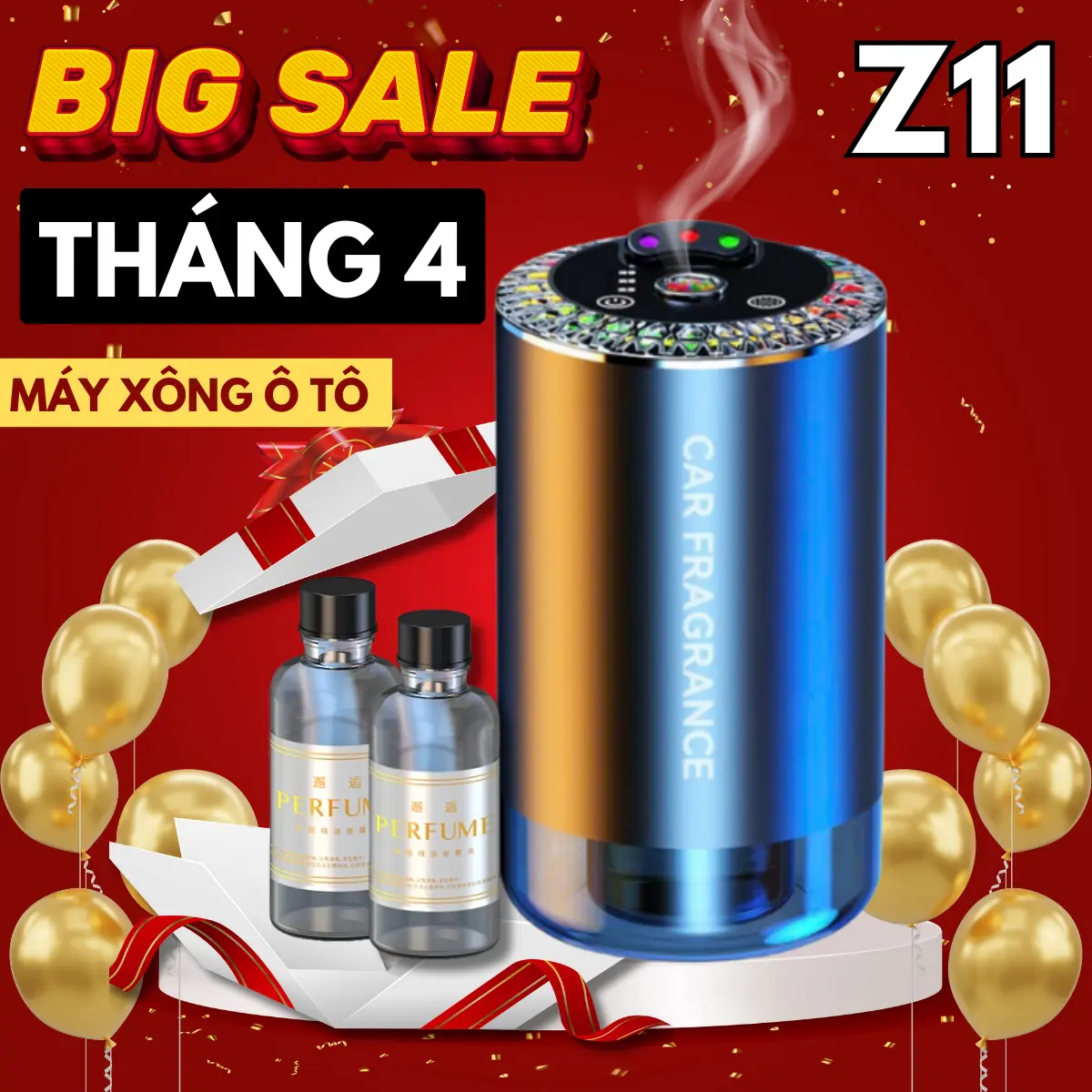 Máy Xông Tinh Dầu Xe Hơi Cao Cấp Z11 - Máy Khuếch Tán Tinh Dầu Nước Hoa Cảm Biến Thông Minh, Tinh Dầu Nước Hoa Ô tô, Máy Khử Mùi Ô Tô Đèn Led