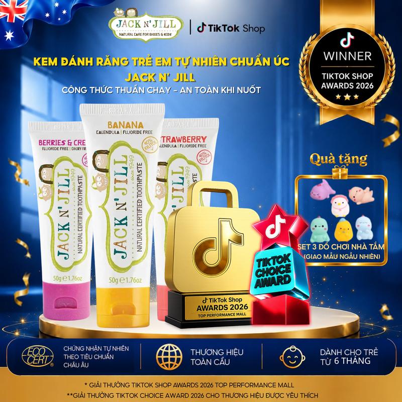 Kem đánh răng Úc thuần chay Jack N' Jill dành cho bé từ 6 tháng có thể nu