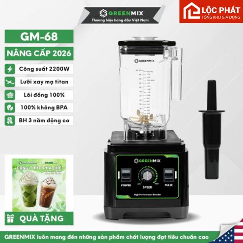 A8. Máy Xay Sinh Tố Công Nghiệp Greenmix GM-680 & GM-680 Pro Công Suất 2200W Chính Hãng, Xay Đá Cực Khỏe, Dùng Cho Quán Cafe, Trà Sữa
