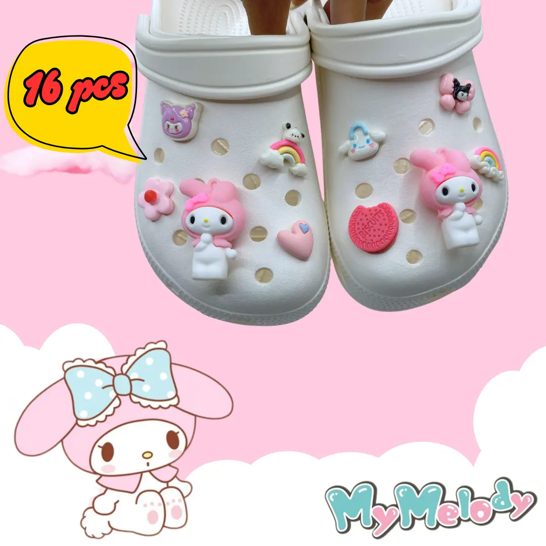 JIBBITZ SET FLEEZY - MELODY - Aksesoris Jibbitz Charm Gesper Sepatu Sandal Pin Charms Motif Mainan Lucu Baru PVC Lubang Karakter Unik Terbaru Viral / JIBBITZ SET