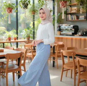 Celana Panjang HARUKA Salur Strip Basic Melar Nyaman Kulot Santai Dewasa Bahan Catton Poly Halus Adem