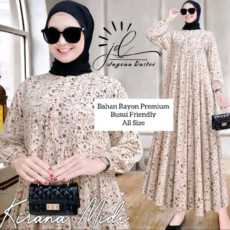 Midi Dres rayon motif Kirana jumbo busui friendly 3