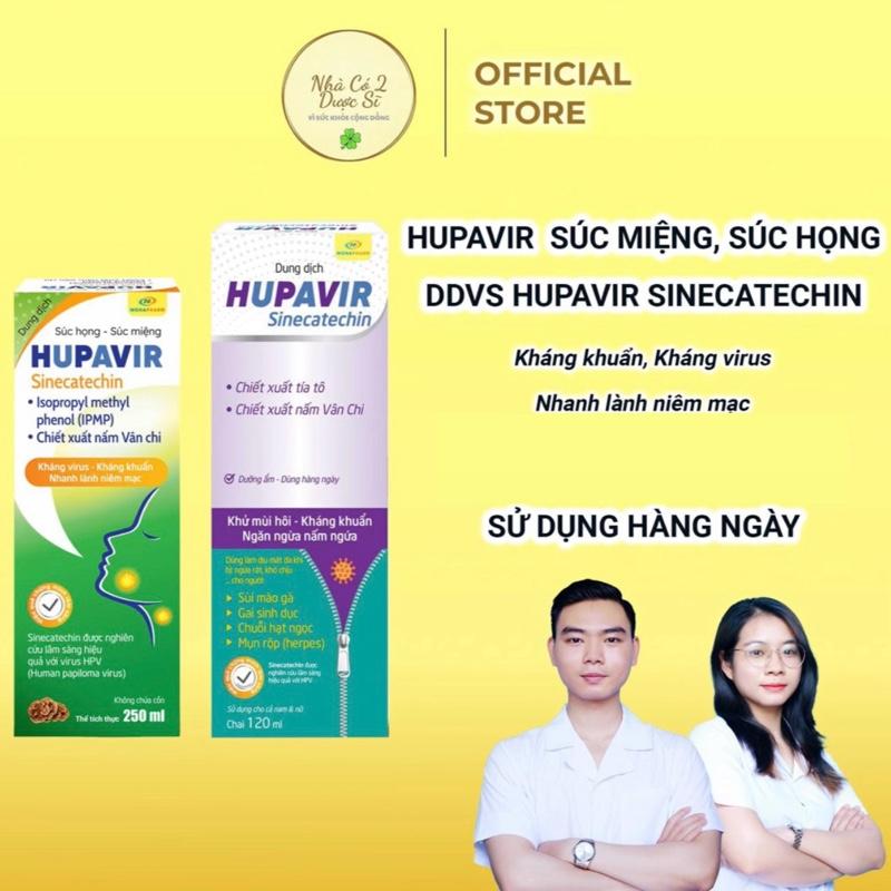 [Che tên] Bộ dung dịch vệ sinh Hupavir Sinecatechin 120ml, súc miệng súc họng Hupavir 250ml hỗ trợ làm sạch, kháng khuẩn, kháng virus, nhanh lành niêm mạc, thơm thoáng, sùi mào gà dùng cho cả nam và nữ