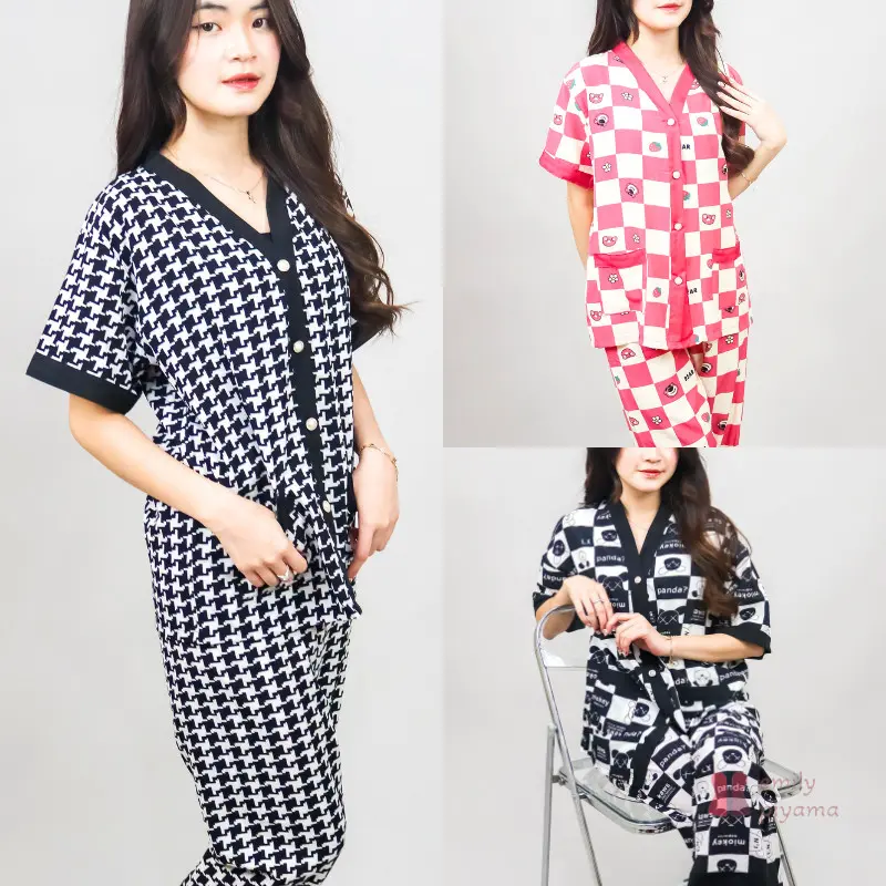 EMILY PIYAMA Baju Tidur Set Piyama Model Kancing Depan Premium Pakaian Tidur Wanita Dewasa