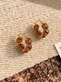 Gambar EAR PARTNER - S925 Anting-anting lingkaran zirkon indah gaya Hong Kong temperamen retro Prancis dengan desain khusus, anting-anting fesyen mewah kelas atas yang ringan untuk wanita - Emas dari EAR PARTNER Kota Administrasi Jakarta Utara 3 Tokopedia