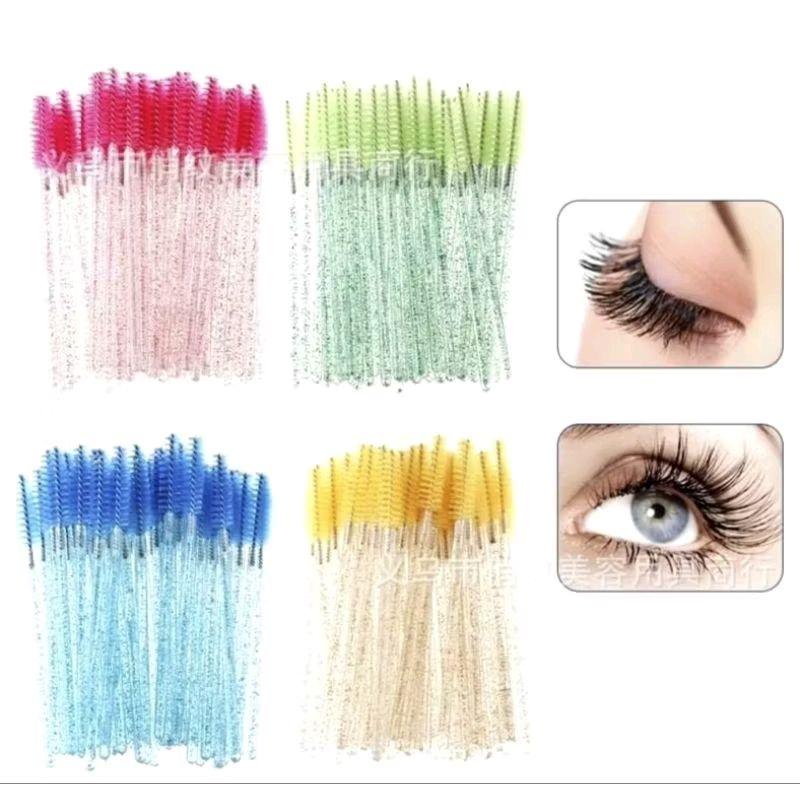 Mascara Wand isi 50 pcs spoolie brush alis maskara sekali pakai Eyelash 4