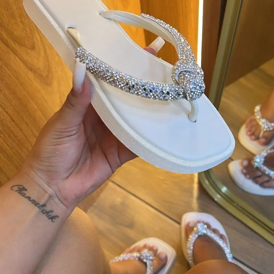 Chinelo Feminino Luxo Strass Brilhante Macio Leve