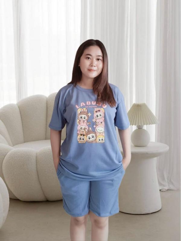 Setelan Baju Vistterry  labubu / One Set Kaos  & Hot Pant WANITA KEKINIAN Model / Stelan  Kaos Celana Pendek Wanita Terbaru bahan adem 2