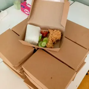LUNCH BOX PAPER KOTAK MAKAN / DUS KRAFT COKLAT TAKEAWAY / DUS NASI / KOTAK NASI KRAFT COKLAT BROWN PAPER