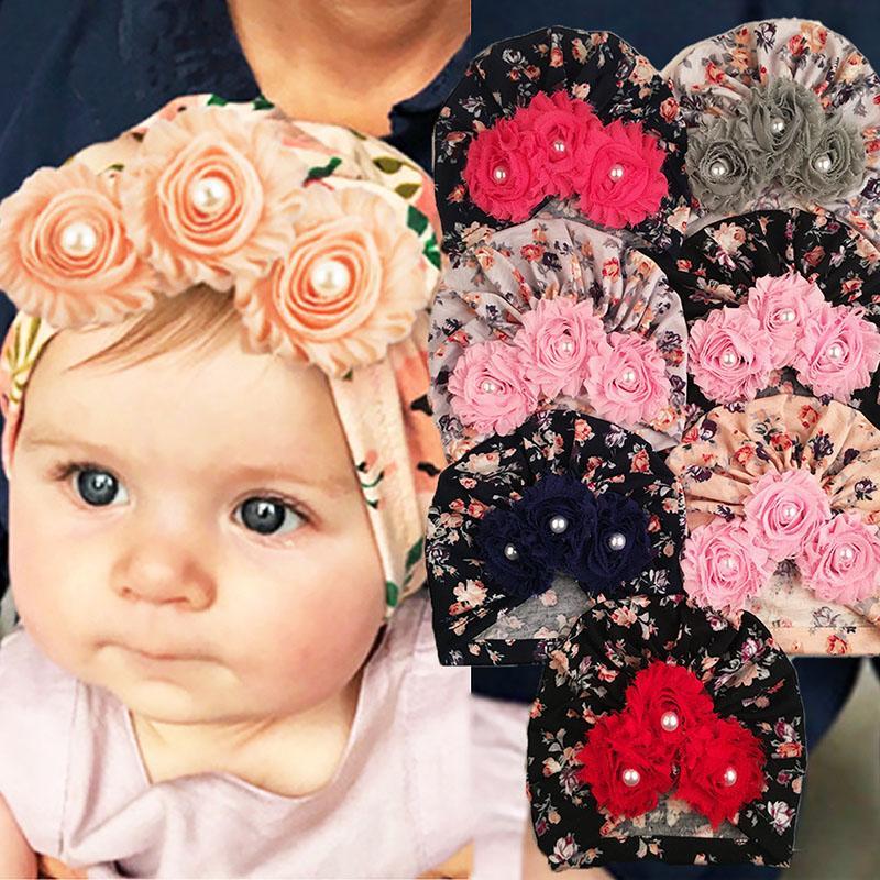 Mũ Turban Trẻ Em với Thiết Kế Hoa Dễ Thương, Mũ Sơ Sinh Đan Co Giãn Mềm Mại,…