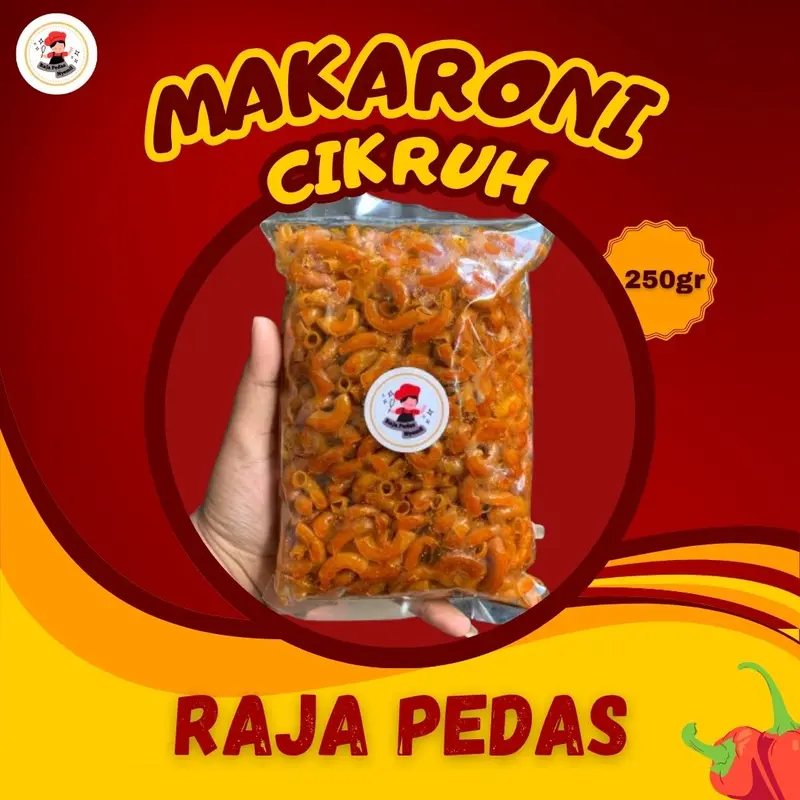 Makroni Cikruh Daun Jeruk Pedas Kering Snacks 250 gr - Rasa Original, Pedas Gurih, Extra Pedas Gurih Food Camilan Cemilan Keripik Makanan 0