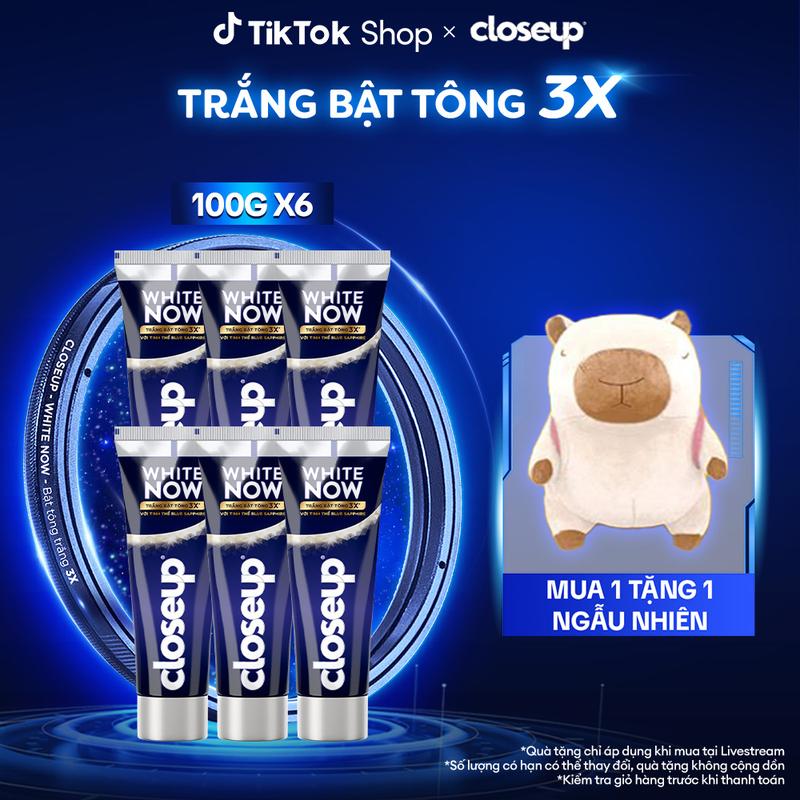 [KOL Live 4] (tặng Gấu Capy khổng lồ) Combo 6 Kem đánh răng CLOSE UP Khoáng Trắng Tự Nhiên 100g x6 [4]
