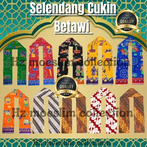 Cukin Ondel Ondel Betawi Merah Selendang Ondel Betawi Merah  Syal Motif Ondel Ondel Merah Termurah