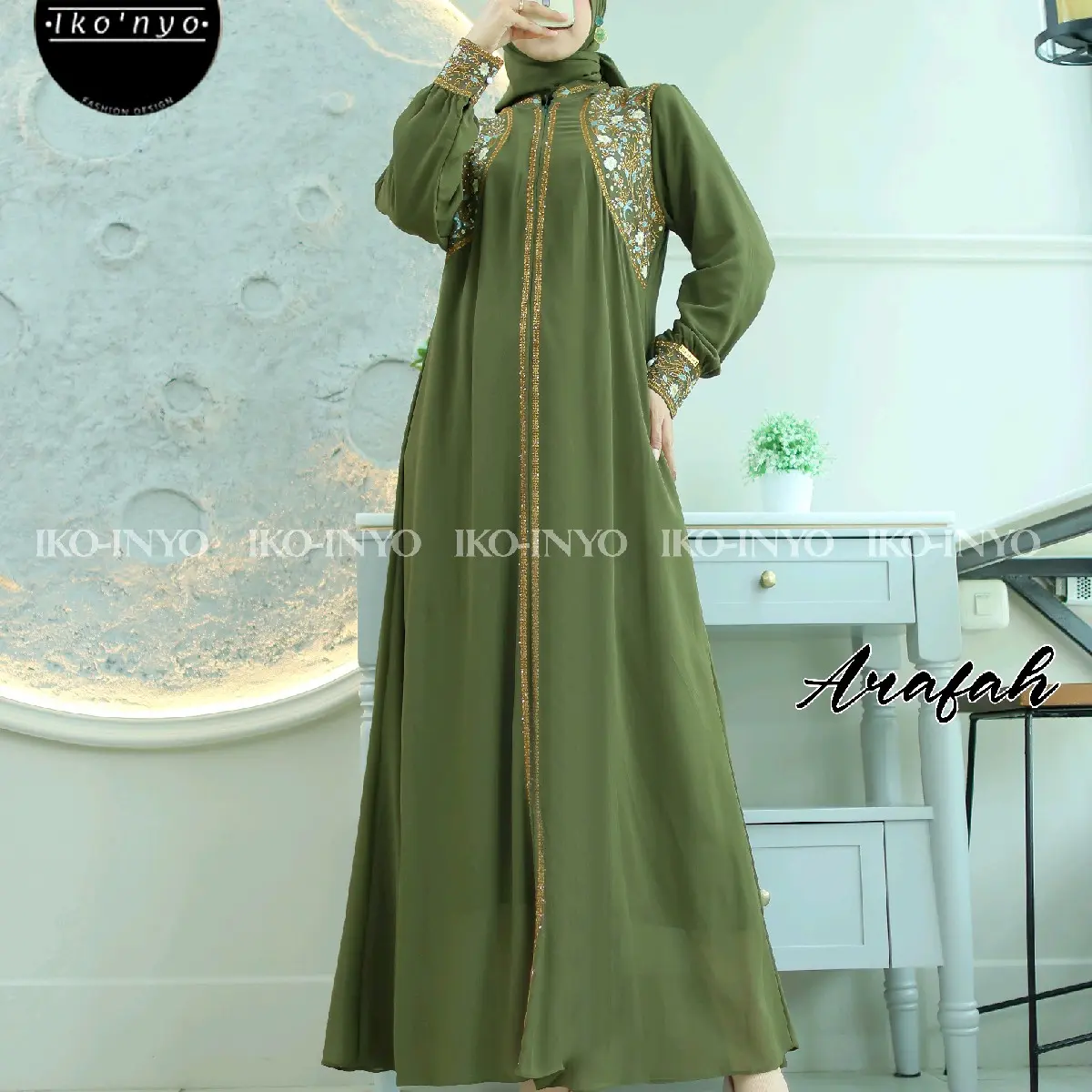 gamis arafah set hijab  mat ceruti premium. bordir gamis model terbaru    #gamis terbaru  # terlaris