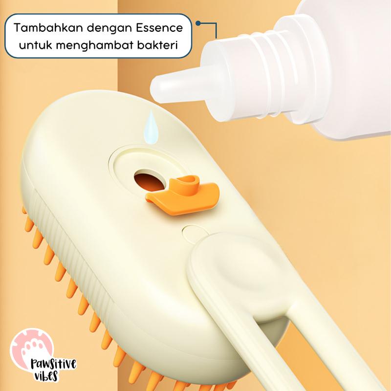 Sisir Uap Kucing 3 in 1 - Pet Grooming Brush Spray - Steams Brush Kucing - Sisir Sikat Uap Untuk Bulu Rontok Kucing Anjing 4