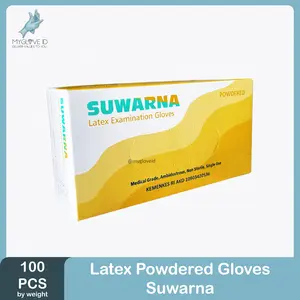 Sarung Tangan Karet Medis Handscoon Latex Powder 100 pcs merk Suwarna