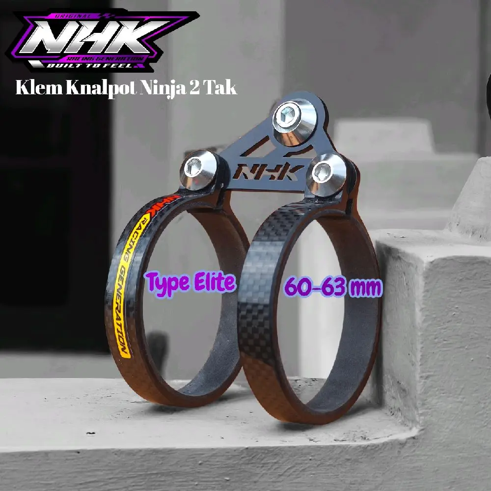 Klem Gantungan Knalpot Ninja 2 Tak Bahan Carbon Kevlar Ukuran 2,5 inch Clam clamp Knalpot Ninja Silincer 60-63mm