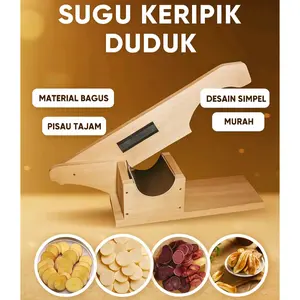 Serutan Singkong Keripik Duduk Kayu – Pisau Tajam Serbaguna Cocok Usaha Keripik & Dapur Kitchenware Alat