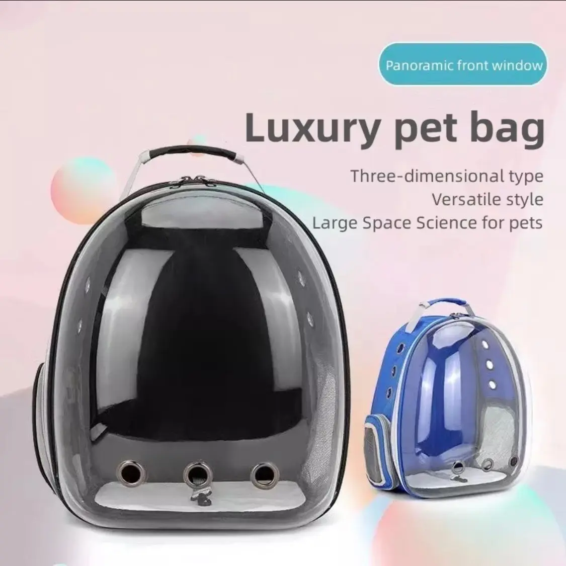 Pet Backpack Carrier | Panoramic Transparent Space Capsule Design | Waterproof | Dogs Cats Rabbits Guinea Pigs