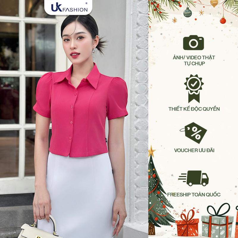 Áo Sơ Mi Công Sở Nữ UK Fashion Thiết Kế Cổ Đức 7 Mảnh Ly Súp Trẻ Trung Nữ Tính UKSM2402002