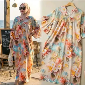 YURI Daster Terbaru Kekinian 2026 Bahan Rayon Motif Viral Busui Dress V Neck  Ibu Menyusui