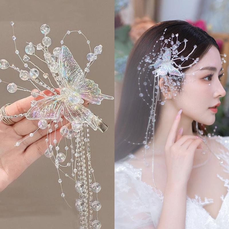 Kẹp Tóc Tua Rua Hình Bướm Siêu Thanh Lịch Cho Bé Gái Kim Cương Giả Pha Lê Công Chúa Thanh Lịch Váy Cưới Cô Dâu Mũ Cưới Voi Women