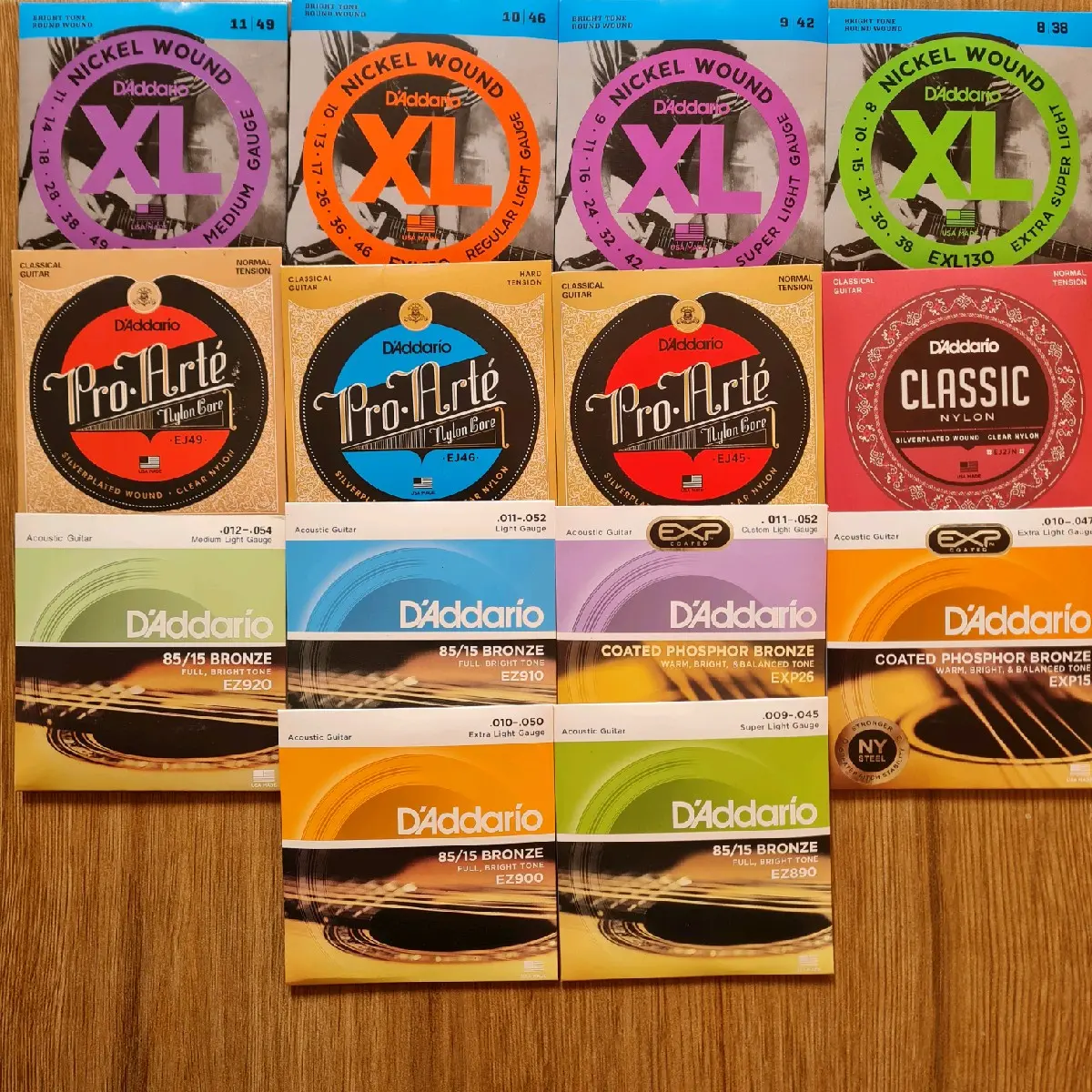 senar gitar daddario akustik string, elektrik dan klasik nylon semua ukuran dan tipe
