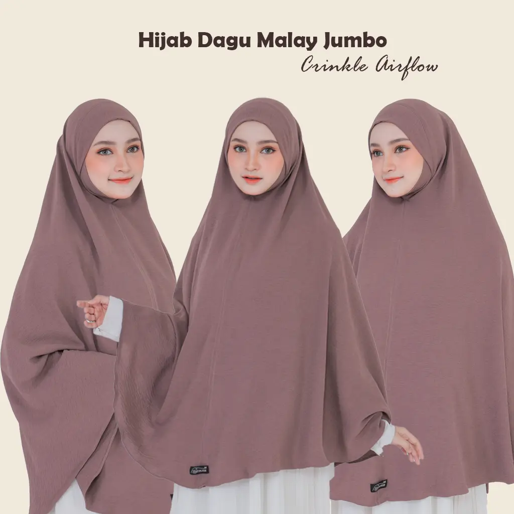 Zayyan. Zulaikah Hijab Dagu Malay Jumbo Crinkle Airflow Size XXL