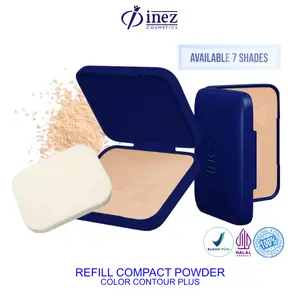 Inez Refill Compact Powder Color Contour Plus - Bedak Wajah Halal dengan Tekstur Ringan dan UV Protection