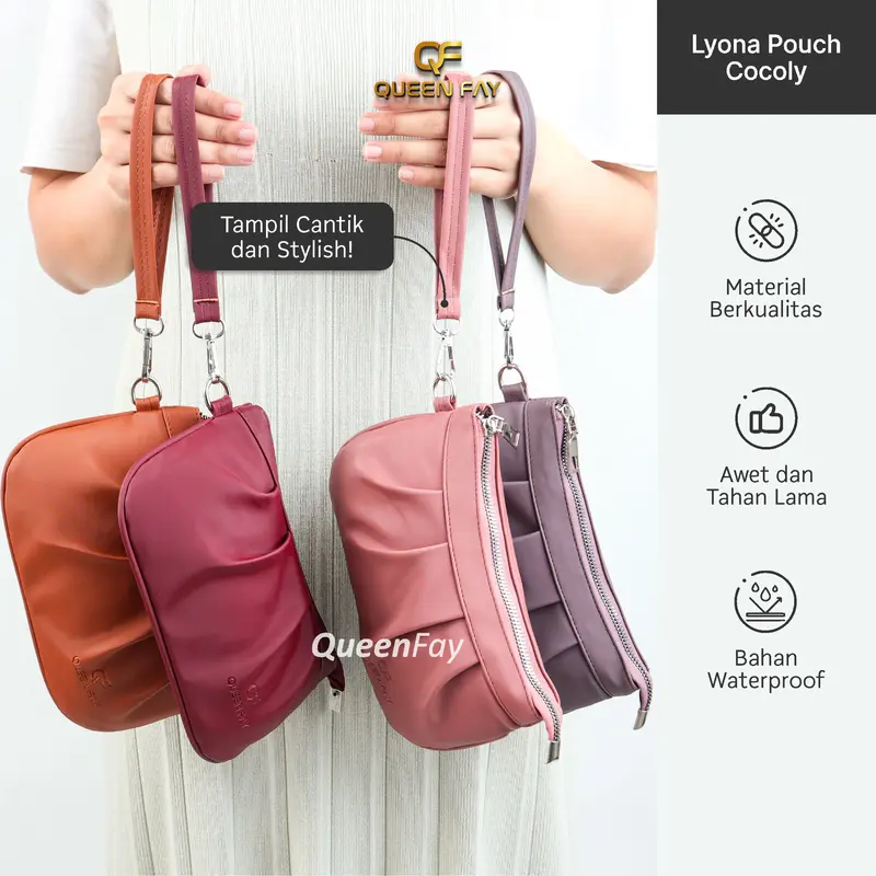 Queen Fay Lyona Pouch Chocoli Tas Dompet Multifungsi Waterproof Anti Air Kekinian Muat Banyak 0
