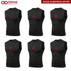 Kaos Singlet Kompresi Compression Shirt Sport Olahraga Gym Fitness Pria Motif Batman Superman Spiderman