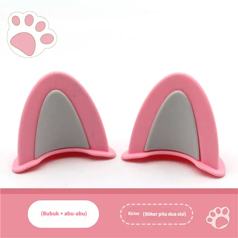 Merah muda+abu-bu- Telinga Kucing