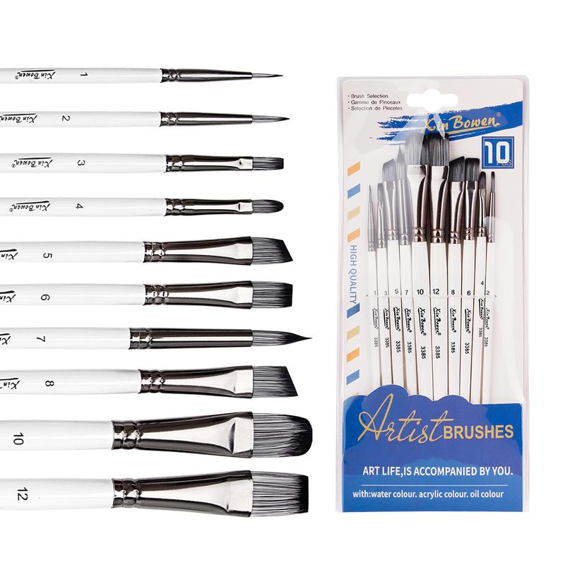 Bộ Cọ Vẽ, 10 Cái, Cọ Vẽ Đầu Phẳng, Tròn Và Nhọn, Cọ Vẽ Tóc Nylon, Thích Hợp Cho Màu Nước Acrylic, Nghệ Thuật Làm Móng Mặt, Chi Tiết Thu Nhỏ Và Vẽ Tranh Đá cọ  artist  brushes